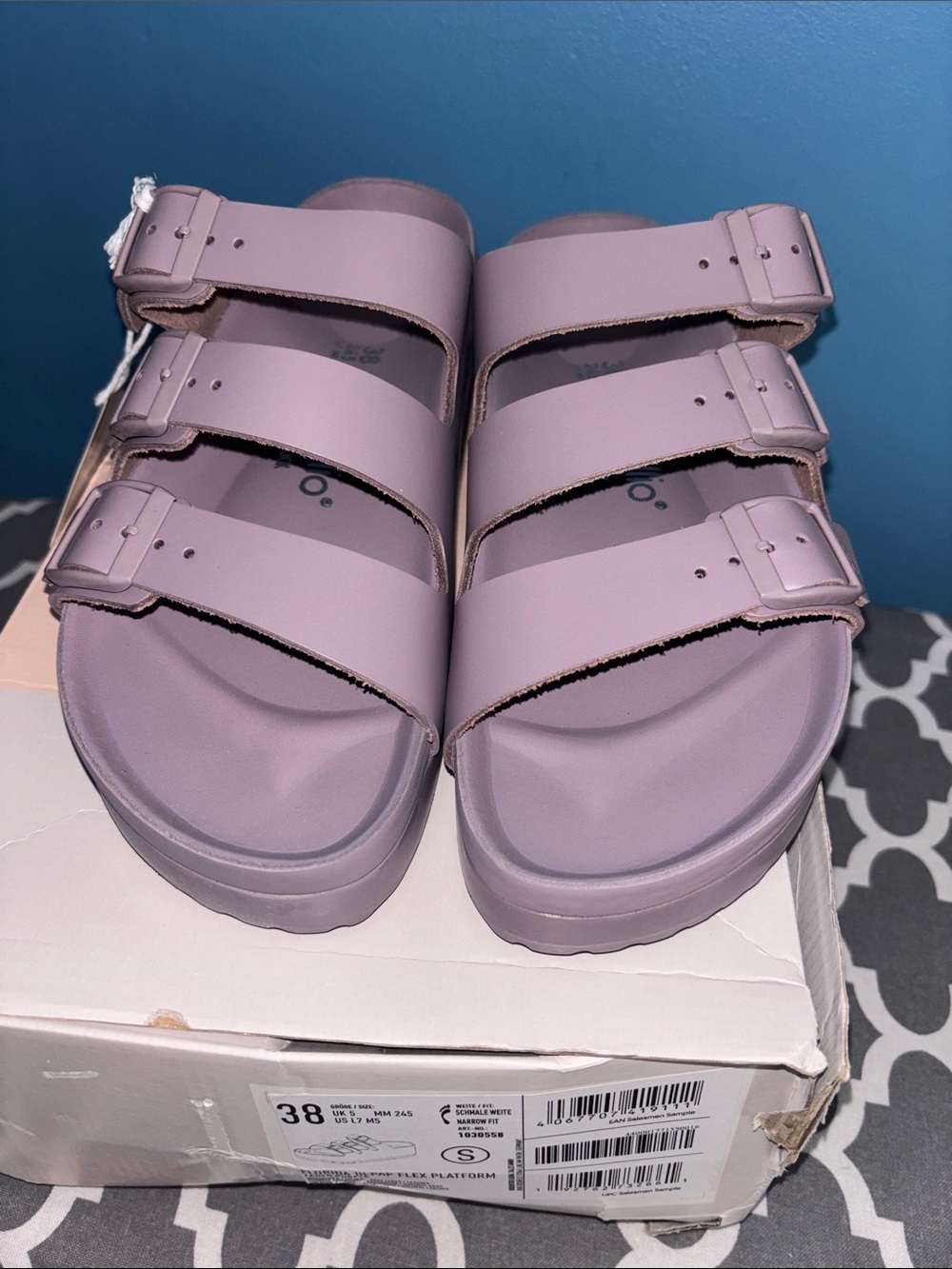 Papillio Triple-Strap Platform Sandals in Mauve Pink